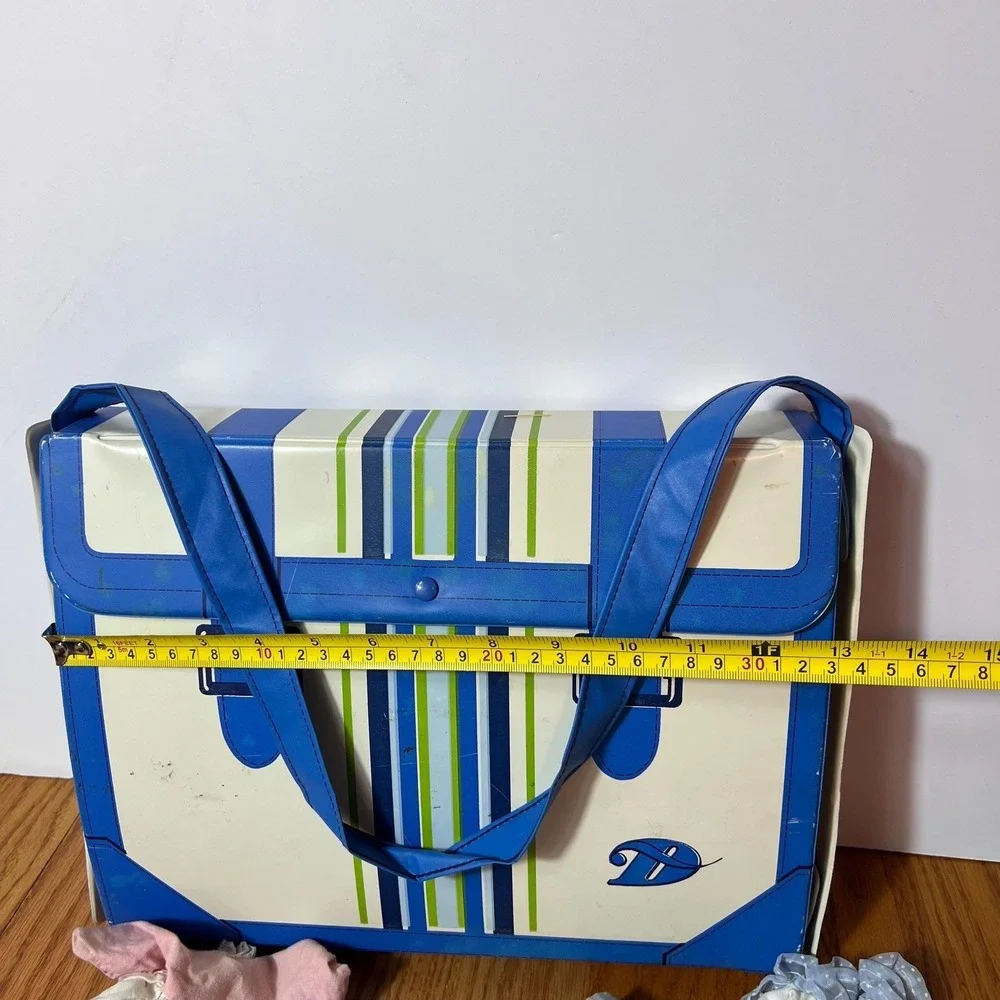 VTG Doll Clothes Lot w/ Blue Carry Case Mixed Doll Outfits Dresses Wardrobe